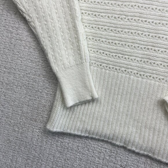 ZARA Women’s White Knit Sweater Size M NWT Bow Tie V-Neck Pullover Long Sleeve * - Picture 6 of 16